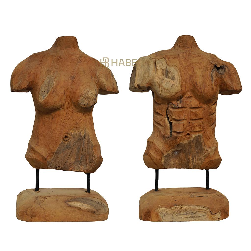 Statue Male/Female Teak 24x12x38 cm A/2  Natural