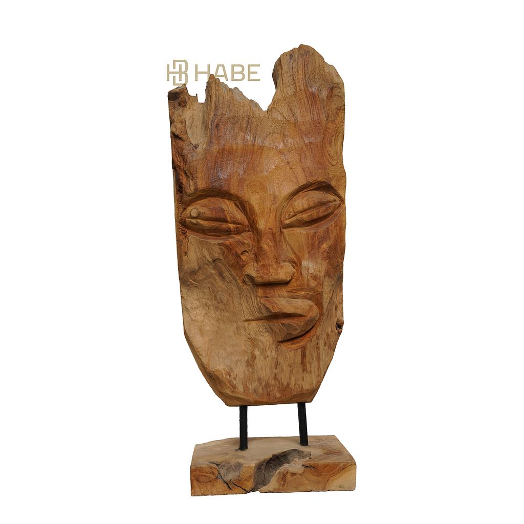 Mask on Stand Teak