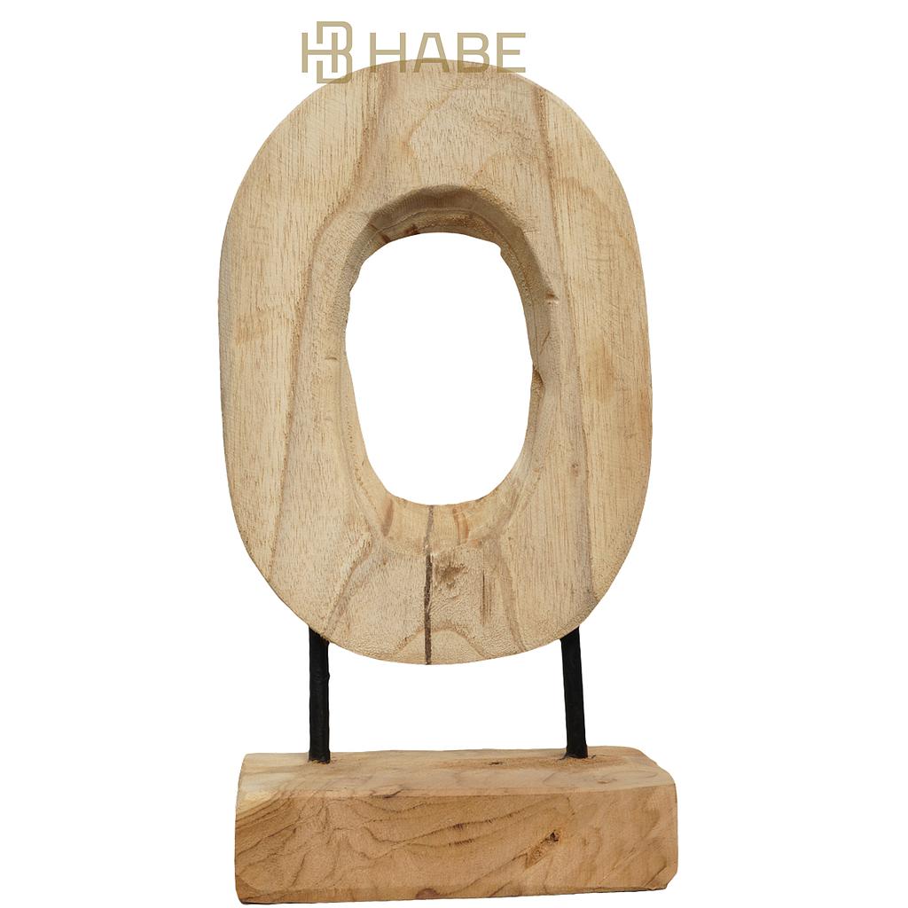 Statue Oval Figure Teak on Stand Natural