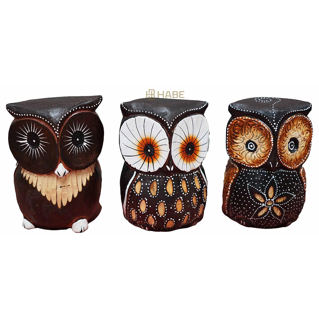 Figurine Owl Albizia Wood 13x11x18 cm A/3 Multi